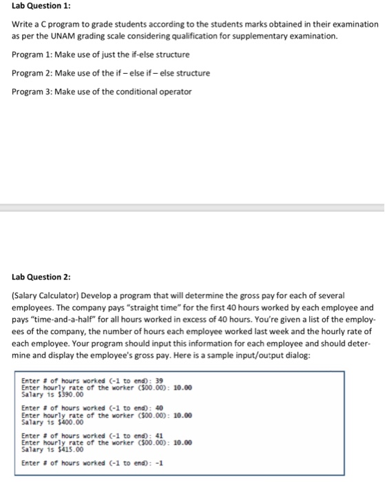Solved Lab Question 1: Write a C program to grade students | Chegg.com