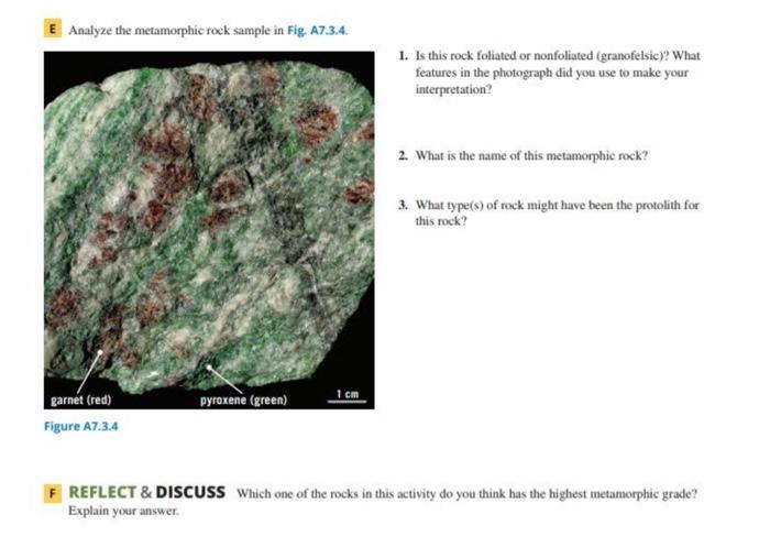 Solved E Analyze the metamorphic rock sample in Fig. A7.3.4. | Chegg.com