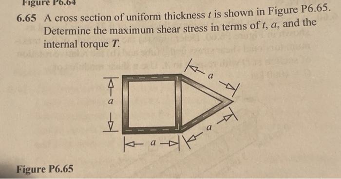 Solved Figure Pb.64 6.65 A cross section of uniform | Chegg.com