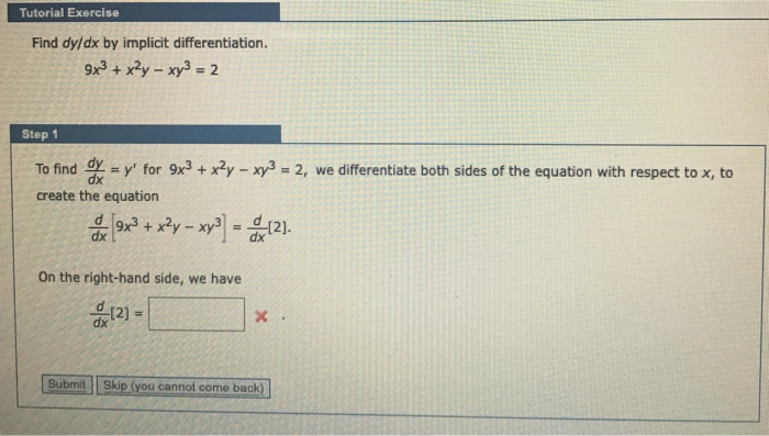 Solved Tutorial Exercise Find The Derivative Of The Chegg Com