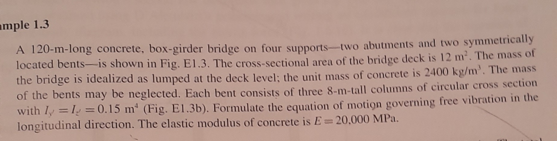 Solved n box girder bridge of Example 1.3, determine the | Chegg.com