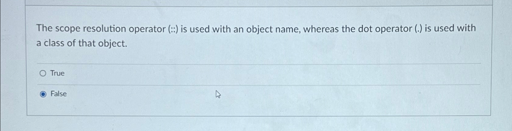 Solved The scope resolution operator (:😃 ﻿is used with an | Chegg.com