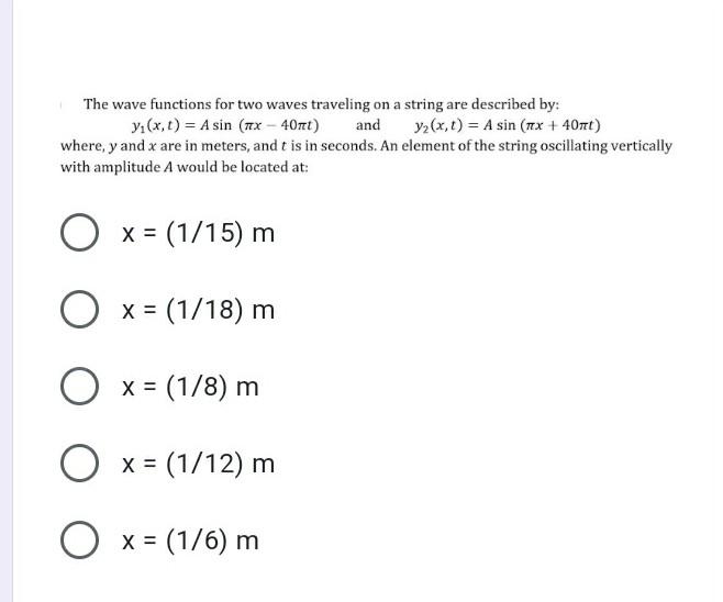 Solved The wave functions for two waves traveling on a | Chegg.com