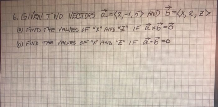 Solved 6 Given Two Vectors A 2 1 5 And 6 W Find The Chegg Com