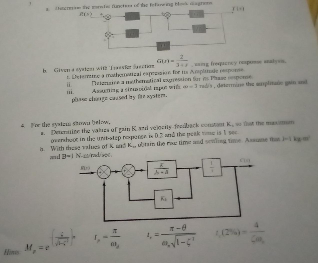 Solved Determine the transfer function of the following | Chegg.com