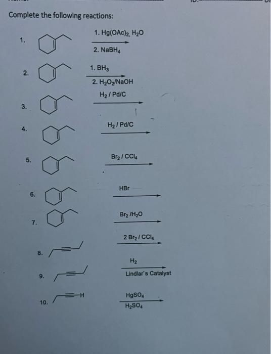 Solved Organic Chemistry Finish the following | Chegg.com