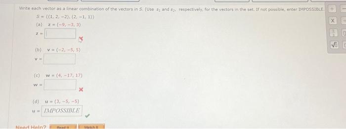 Solved Write each vector as a linear combination of the | Chegg.com