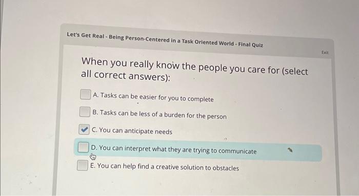 Solved Let's Get Real - Being Person-Centered in a Task