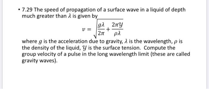 solved-7-29-the-speed-of-propagation-of-a-surface-wave-in-chegg