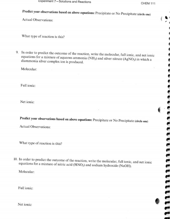 Solved CHEM 111 Experiment 7-Solutions And Reactions 68 | Chegg.com