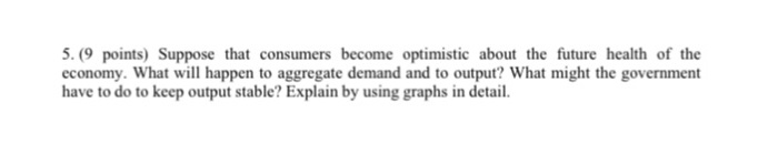 Solved 5.(9 points) Suppose that consumers become optimistic | Chegg.com