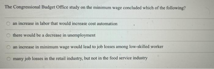 Solved The Congressional Budget Office Study On The Minimum | Chegg.com