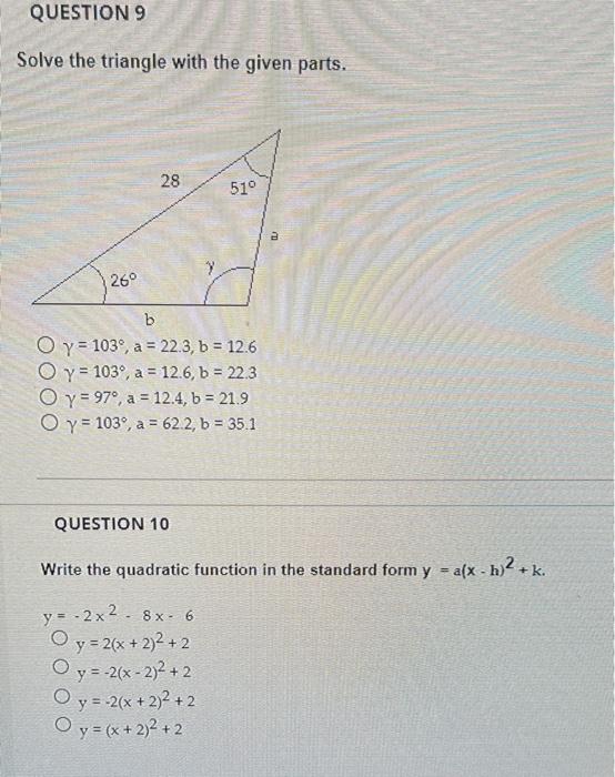 Solved Solve the triangle with the given parts. | Chegg.com