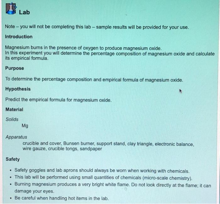 Solved Lab Note- you will not be completing this lab - | Chegg.com