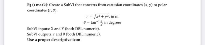 Solved E3 (1 mark): Create a SubVI that converts from | Chegg.com