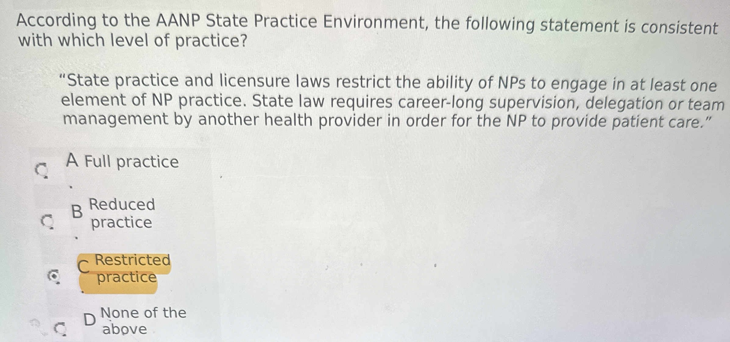 Solved According to the AANP State Practice Environment, the | Chegg.com