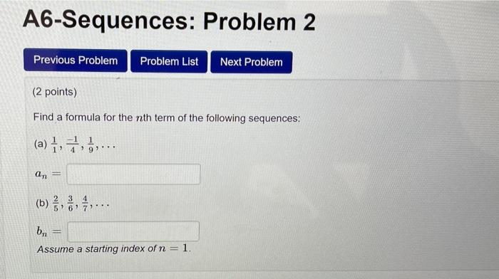 Solved Find a formula for the nth term of the following | Chegg.com