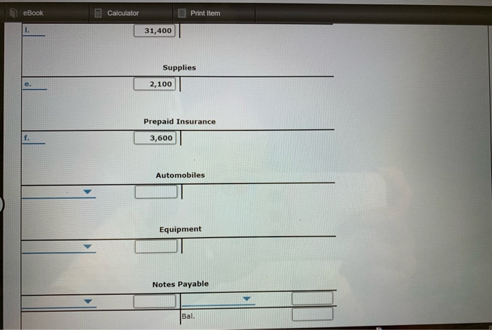 Solved eBook Calculator Print Item Entries into T accounts | Chegg.com