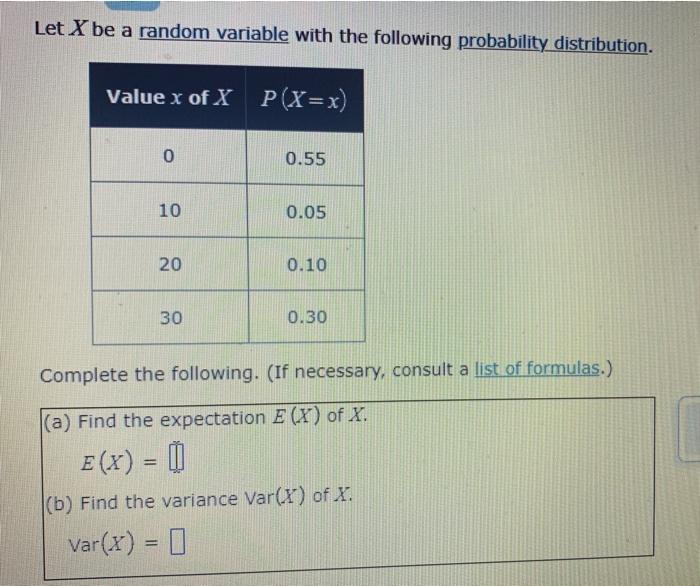 Solved Let X be a random variable with the following | Chegg.com