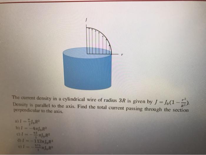 Solved The current density in a cylindrical wire of radius | Chegg.com