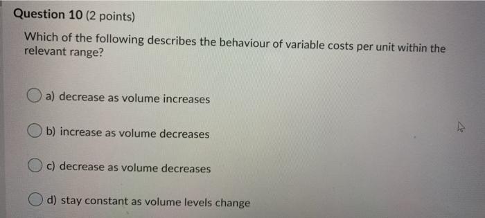 Solved Question 10 (2 points) Which of the following | Chegg.com
