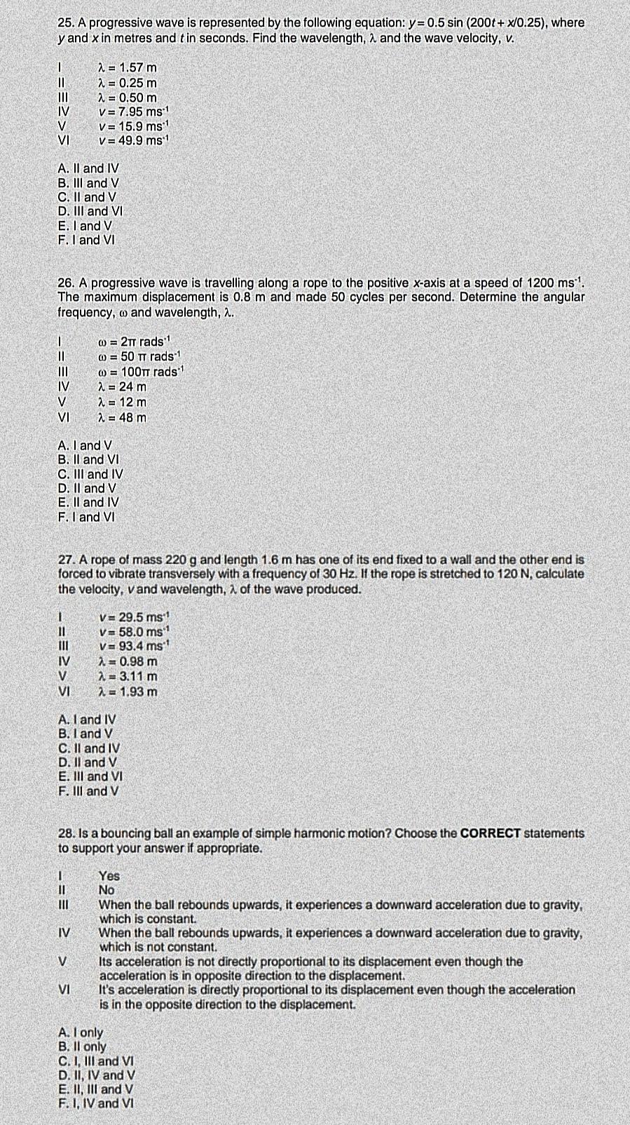 Solved 25. A progressive wave is represented by the | Chegg.com