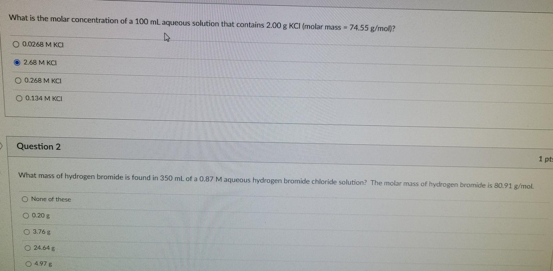Solved What is the molar concentration of a 100 mL aqueous