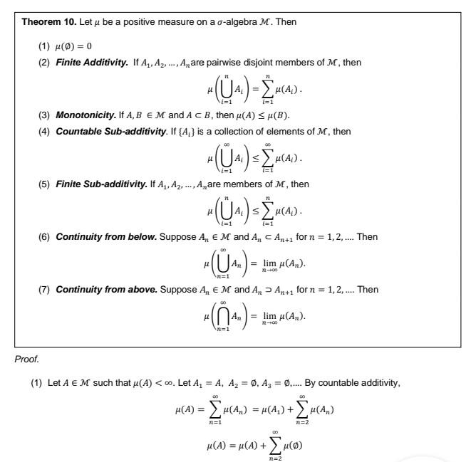 Solved Theorem 10. Let u be a positive measure on a | Chegg.com