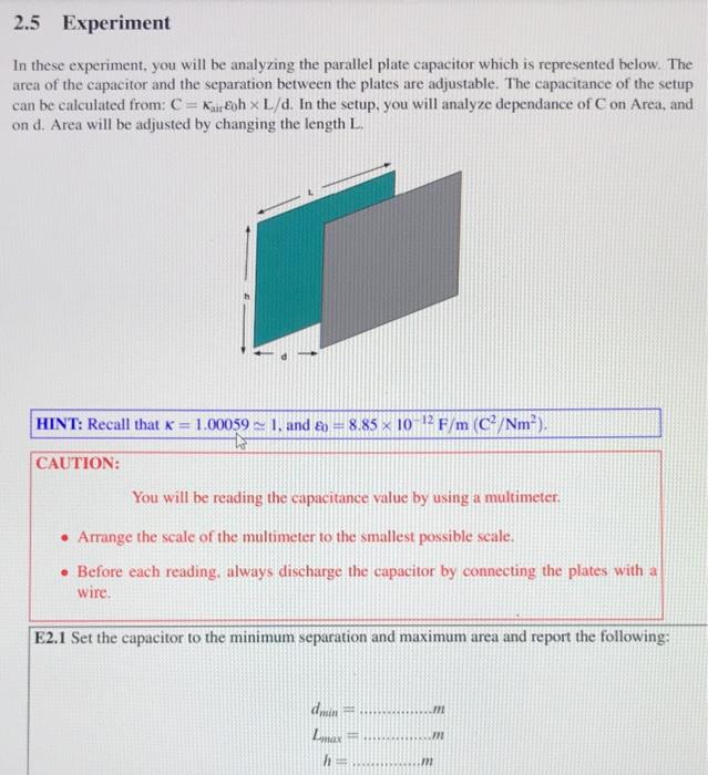 Solved 2.5 Experiment In these experiment, you will be | Chegg.com