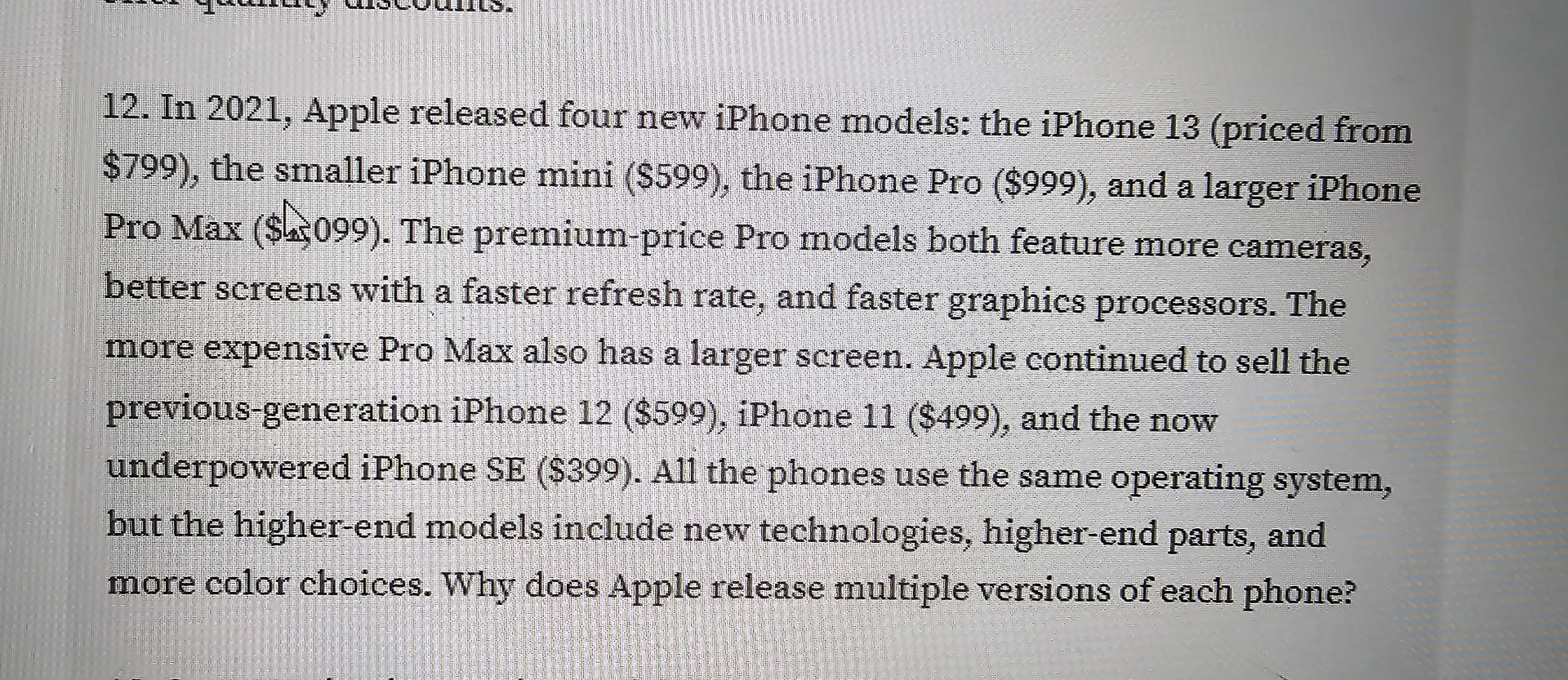 Solved In 2021, ﻿Apple released four new iPhone models: the | Chegg.com