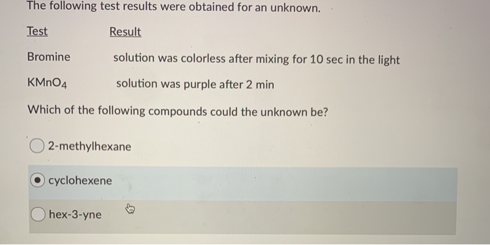 Solved The following test results were obtained for an | Chegg.com