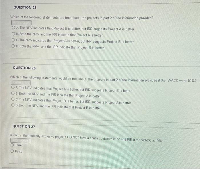 Solved Part 2: Use the following information to answer | Chegg.com
