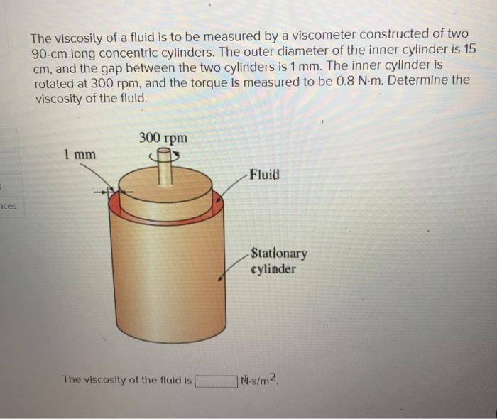 Solved The viscosity of a fluid is to be measured by a