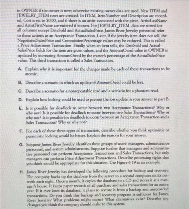 The James River Jewelry database design that was used