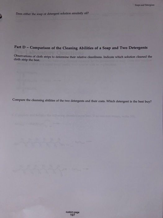 Lab Report Part A Soap Preparation Should you