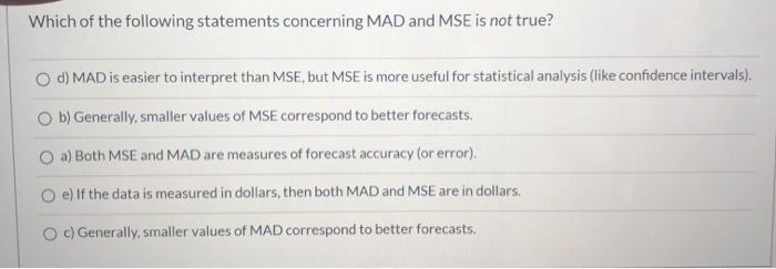 Which Of The Following Statements Is A Mad Goal Solved Which of the following statements concerning MAD and | Chegg.com