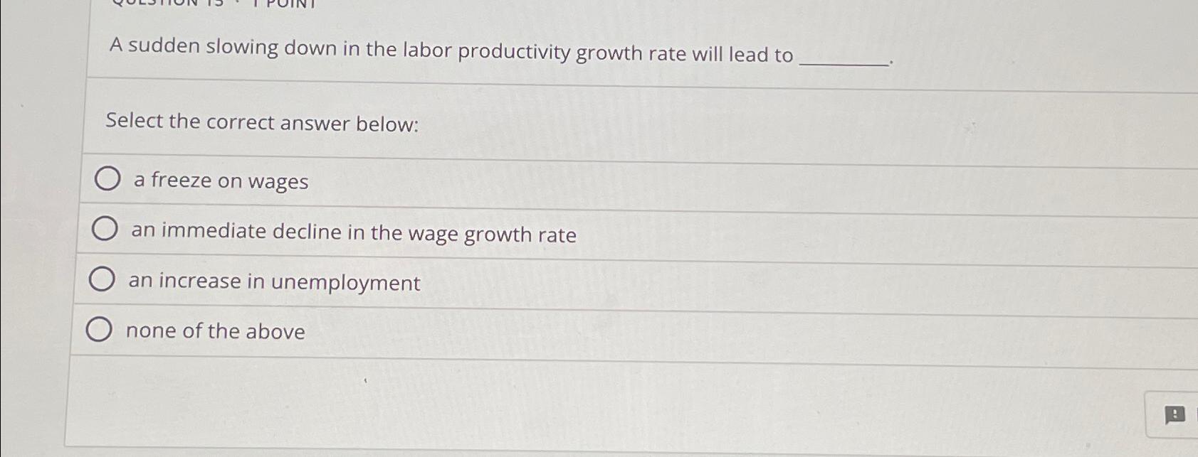 Solved A sudden slowing down in the labor productivity | Chegg.com