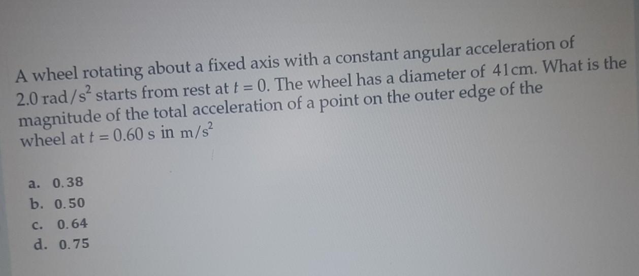 Solved A wheel rotating about a fixed axis with a constant | Chegg.com