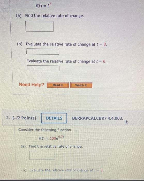 Solved Ft) = X² (a) Find The Relative Rate Of Change. (b) | Chegg.com