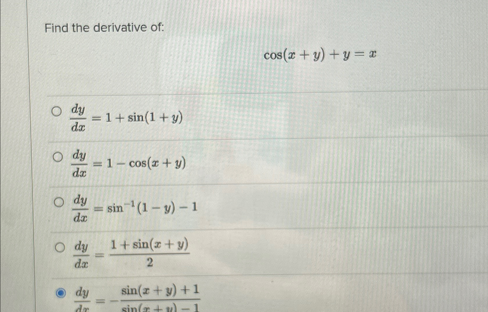 derivative of sin xy )= cos x y