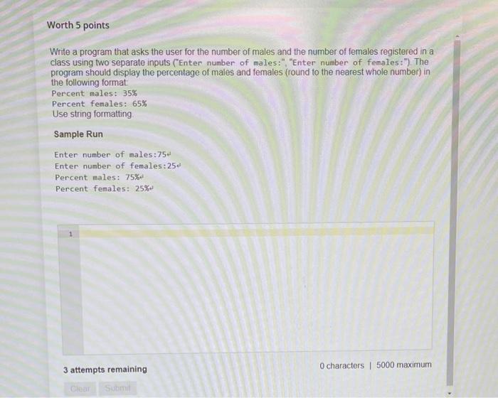 Solved Worth 5 points Write a program that asks the user for | Chegg.com