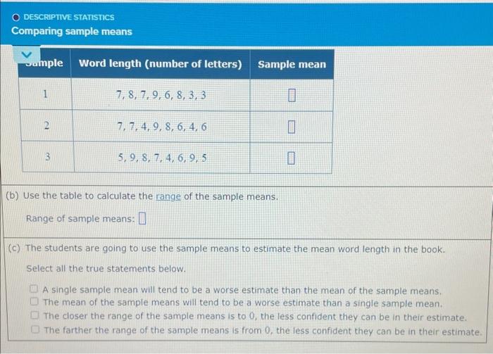 Solved (b) Use the table to calculate the range of the | Chegg.com