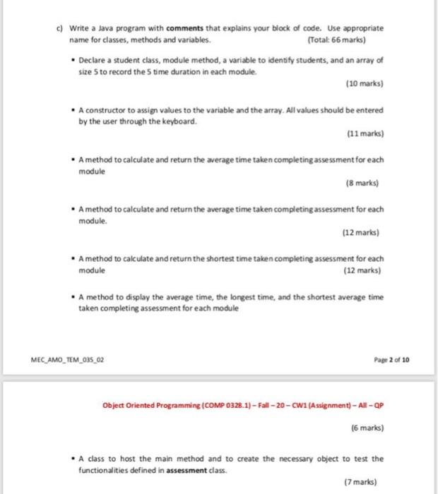 Solved c) Write a Java program with comments that explains | Chegg.com