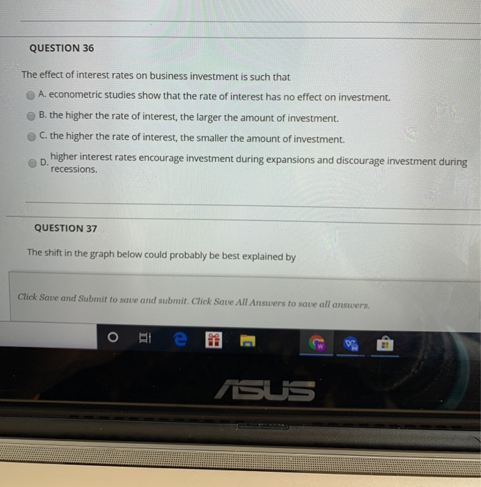 Solved QUESTION 36 The effect of interest rates on business | Chegg.com