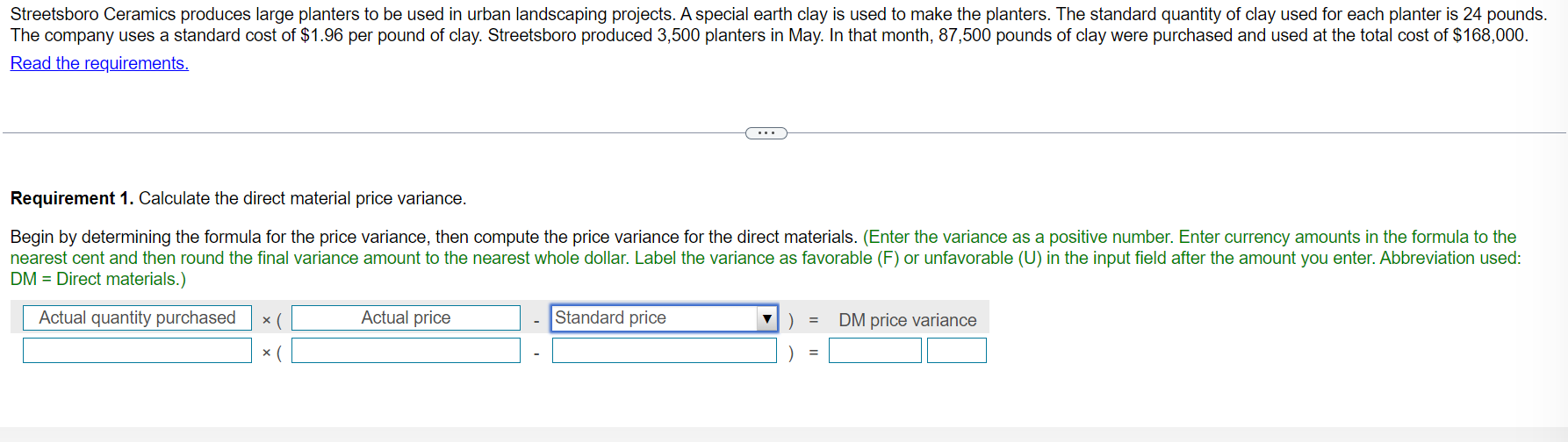 Solved Streetsboro Ceramics produces large planters to be | Chegg.com