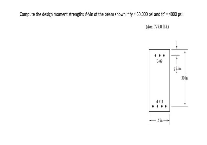 Solved Compute the design moment strengths ϕMn of the beam | Chegg.com