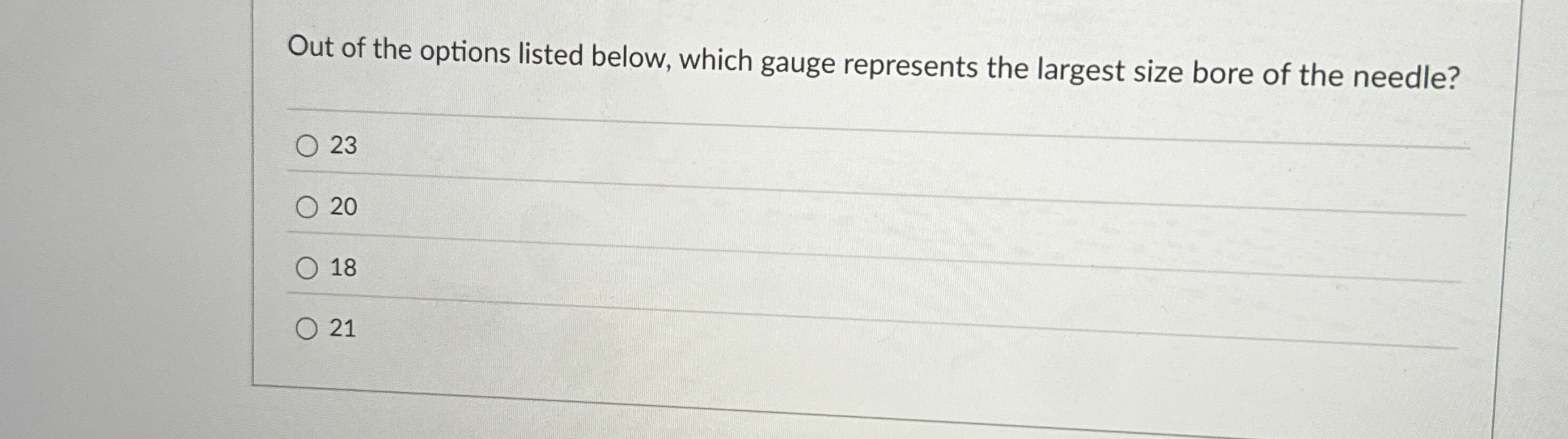 Solved Out of the options listed below, which gauge