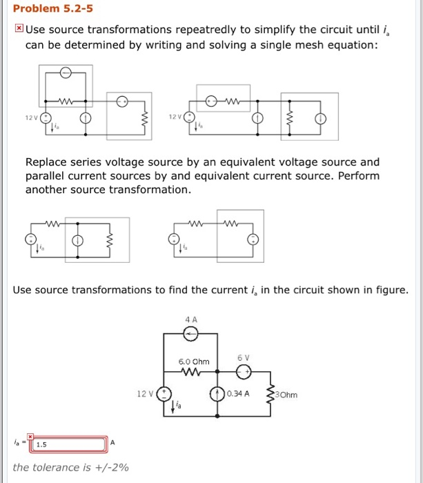 Solved Problem 5.2-5 Use source transformations repeatredly | Chegg.com