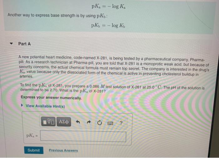 Solved pk = -log K Another way to express base strength is | Chegg.com
