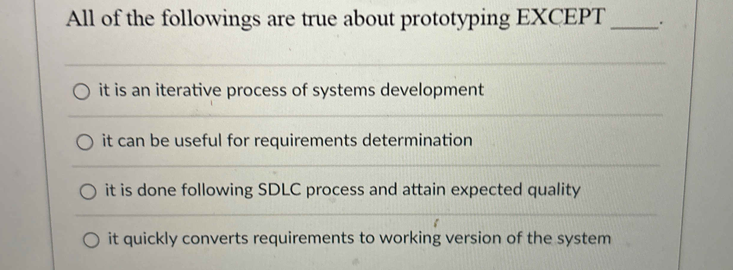 Solved All of the followings are true about prototyping | Chegg.com